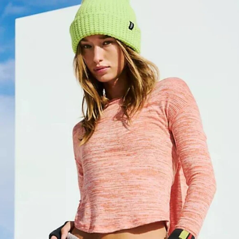 Free People Marled Peach Pullover Sweatshirt
